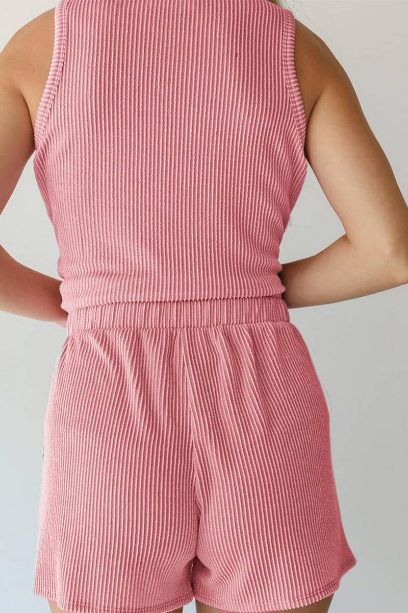 CWSTB2067_TWISTED STRIPE SLEEVELESS TOP AND SHORTS SET