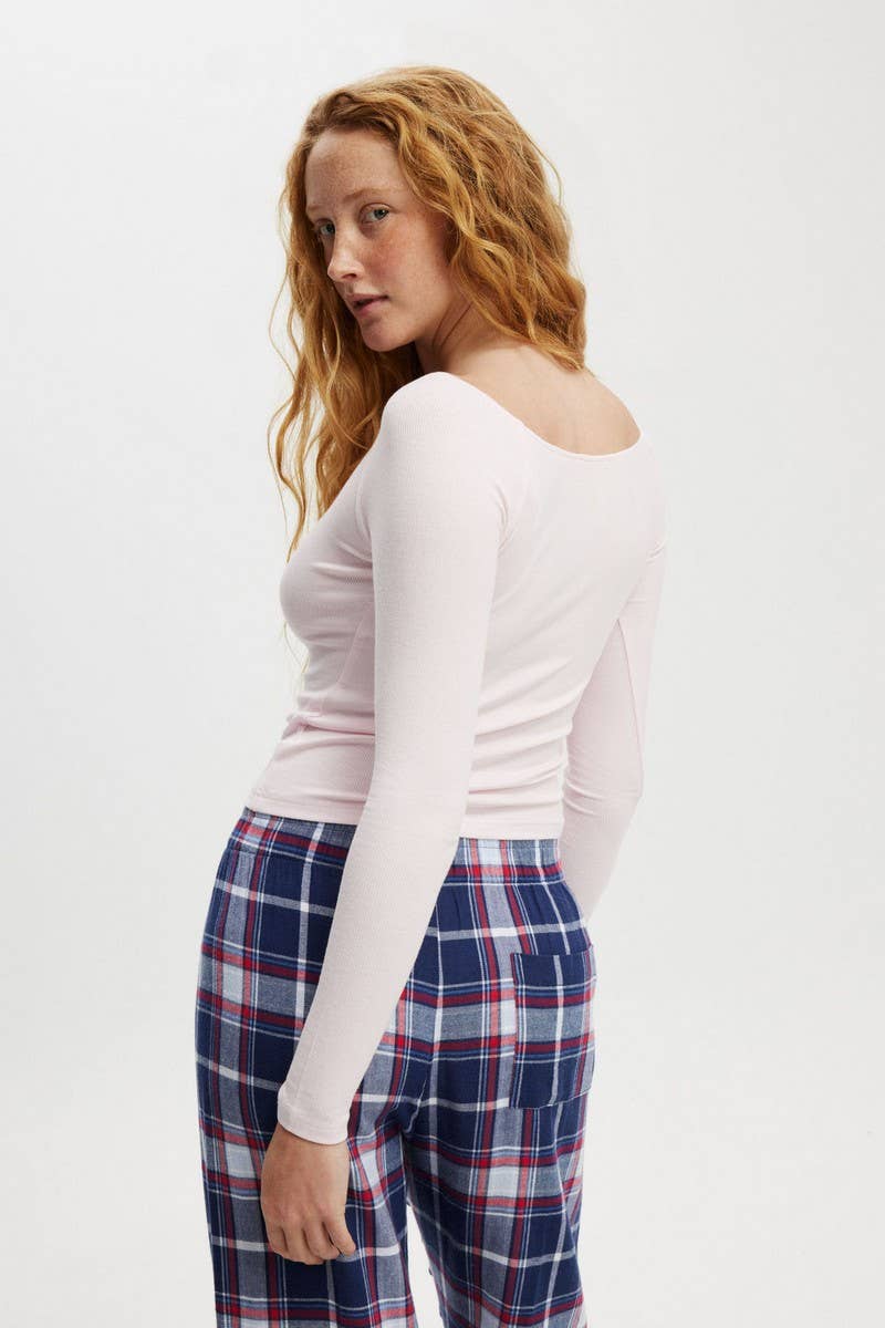 CWTBLL3964_OFF SHOULDER LONG SLEEVE SLIM FIT TEE TOP