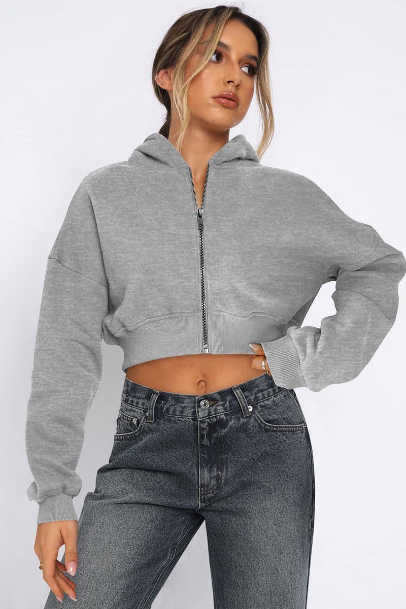 CWTBLL3986_STREET FLEECE ZIPPER CASUAL CARDIGAN HOODIE