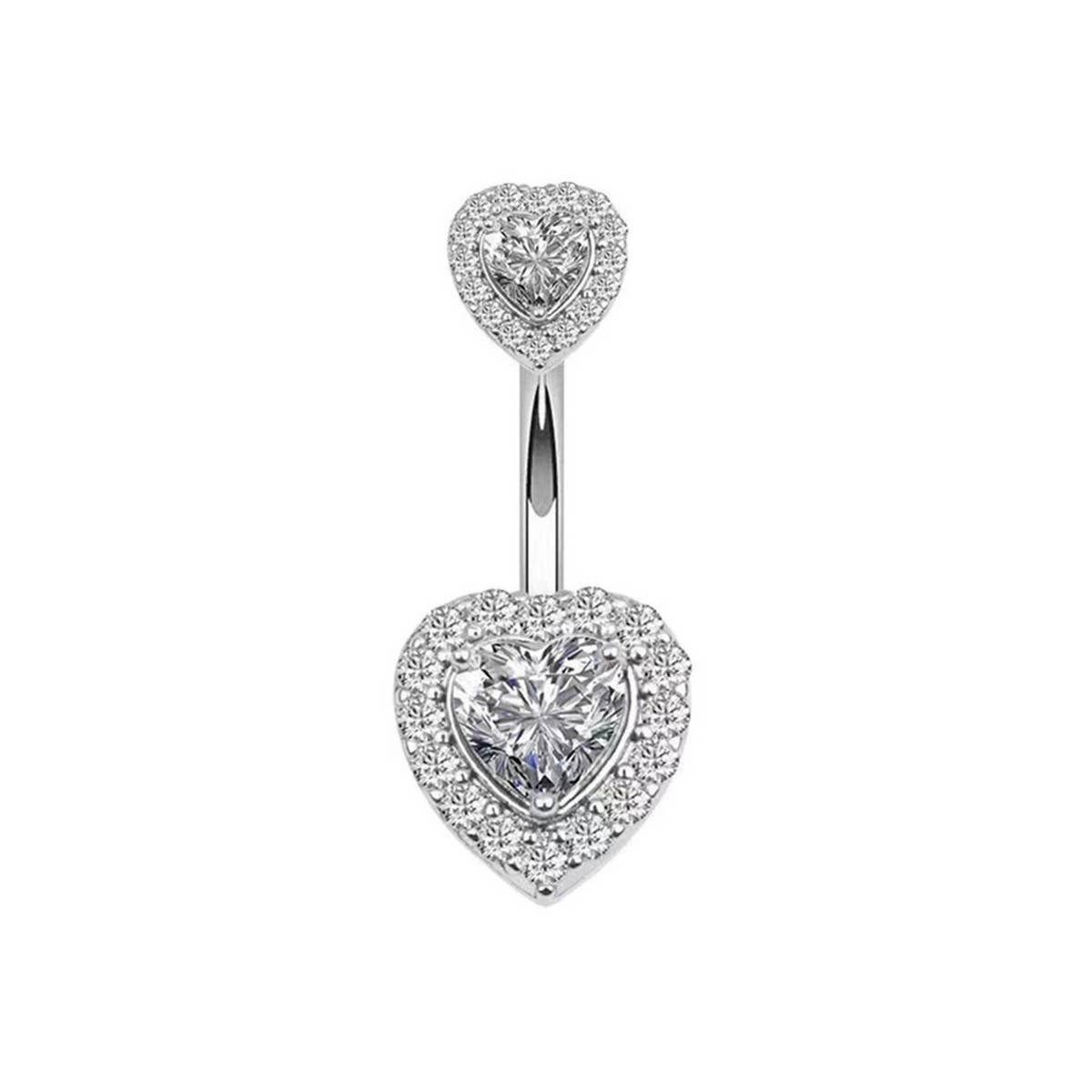 Heart CZ Belly Button Ring ? Hypoallergenic