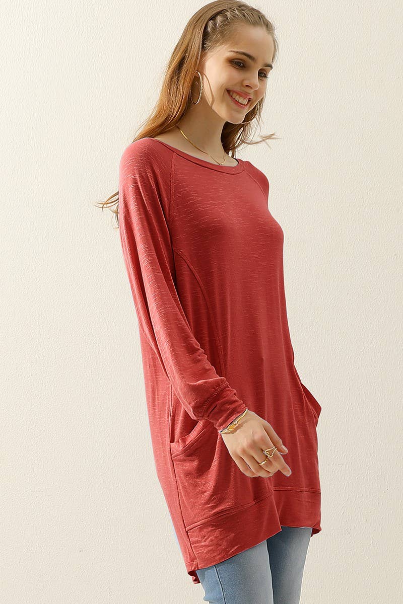 CWTTL1491-P_PLUS SIZED R NECK LONG SLEEVE SLUB LONG KNIT TOP