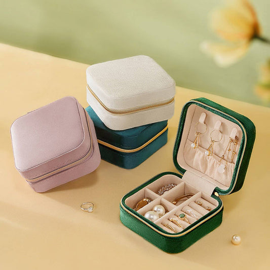 VELVET DOUBLE LAYER PORTABLE JEWELRY STORAGE BOX