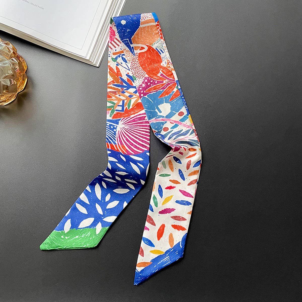 NARROW DECORATIVE SILK SCARF WITH TIEABLE BOW