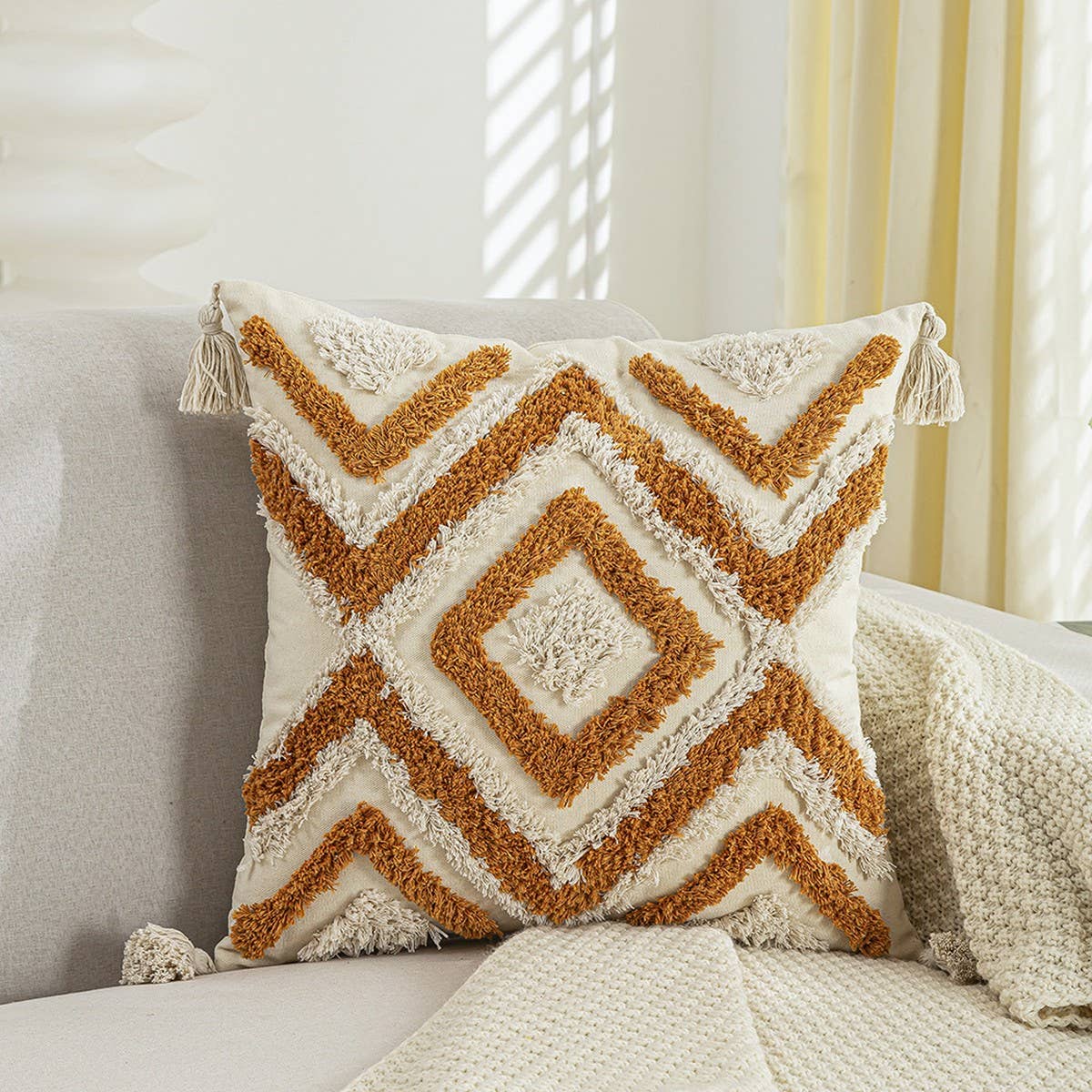 Cream Vintage Sofa Pillow Cover Waist Cushion