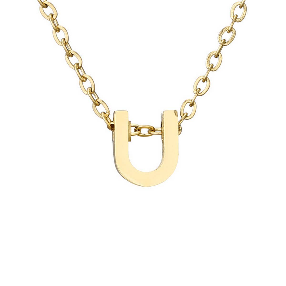 Fashion mirror polished gold letter necklace_CWMM5590