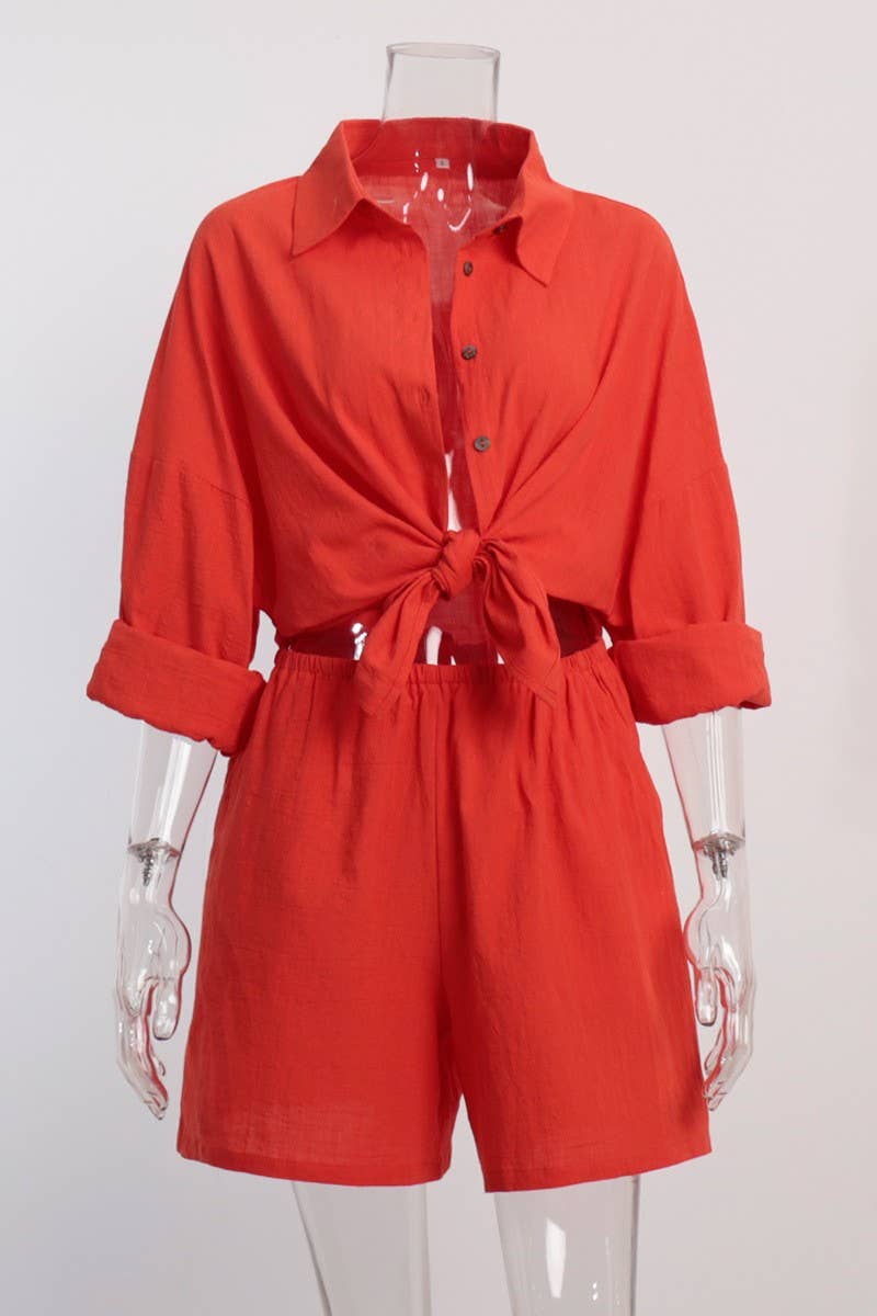 CWSS1170_SUMMER VACATION LOOSE SHIRT AND SHORTS SET