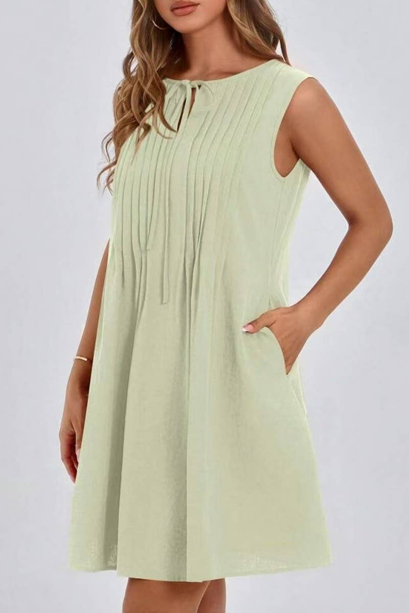 CWDSD10614_SUMMER FASHION SHORT SLEEVELESS RESORT DRESS