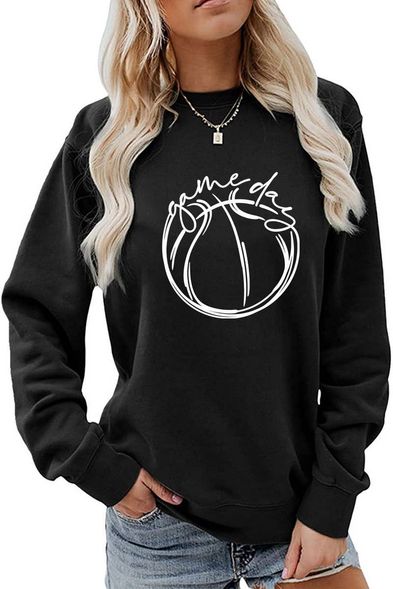 CWTTL0999_WOMEN GAME DAY PRINTING PULLOVER TEE T SHIRTS