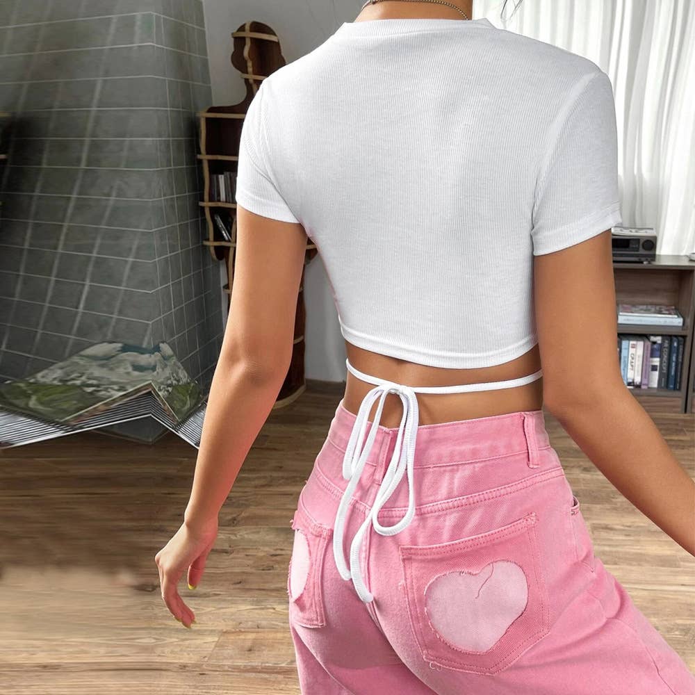 Fashion ultra-short crop cord short sports top