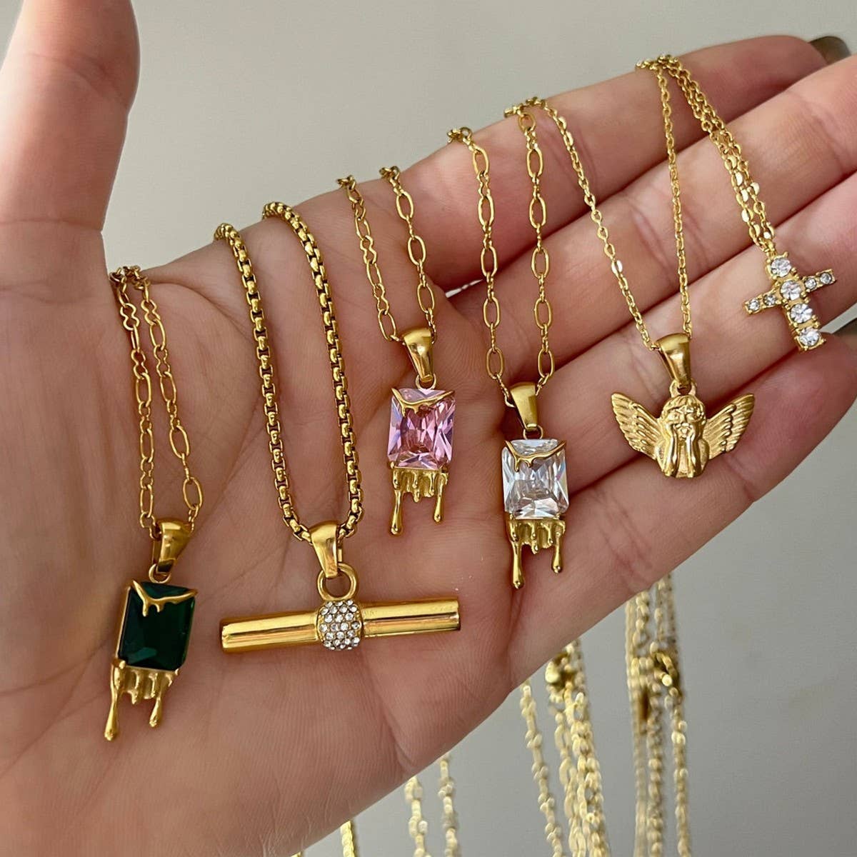 Creative Retro Cross Zircon Pendant Necklace
