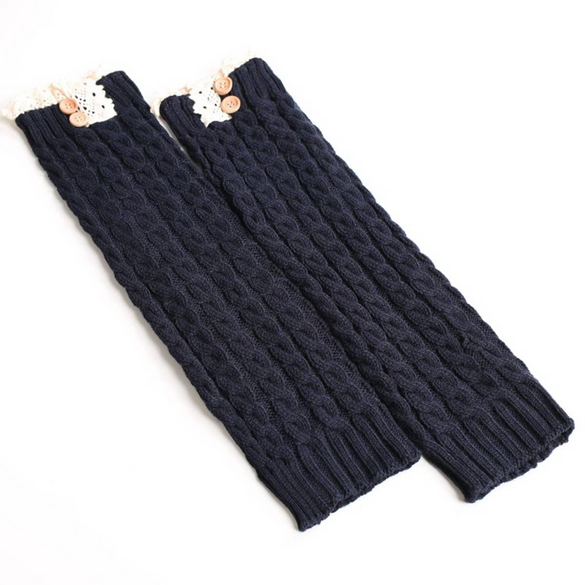 WARM BOOT COVERS WINTER LACE TWIST BUTTON SOCKS