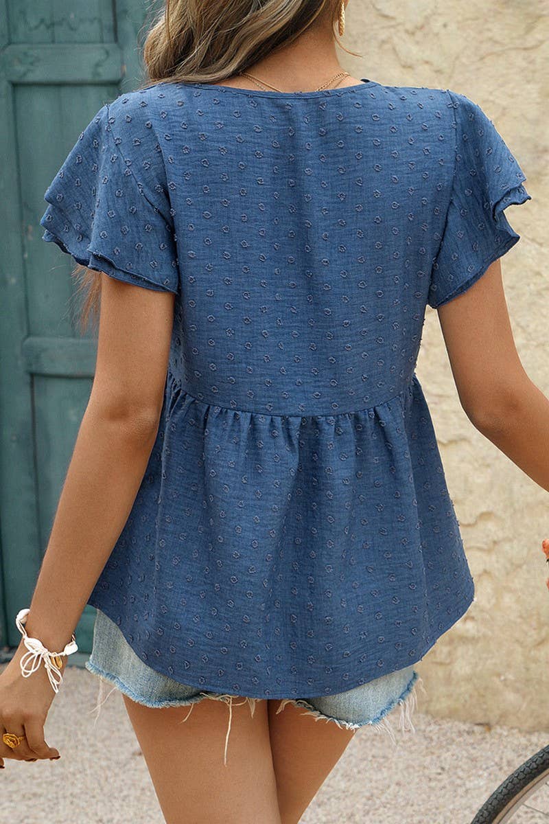 CWTTS1432_V-NECK CASUAL LOOSE SHORT-SLEEVED SHIRT