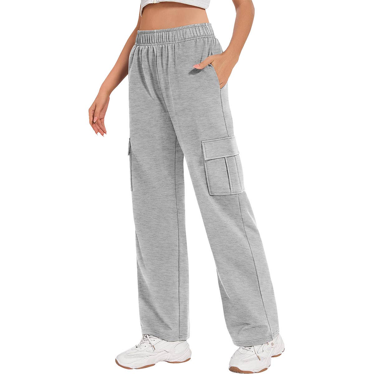 CASUAL JOGGING ELASTICATED WAIST WIDE LEG PANTS