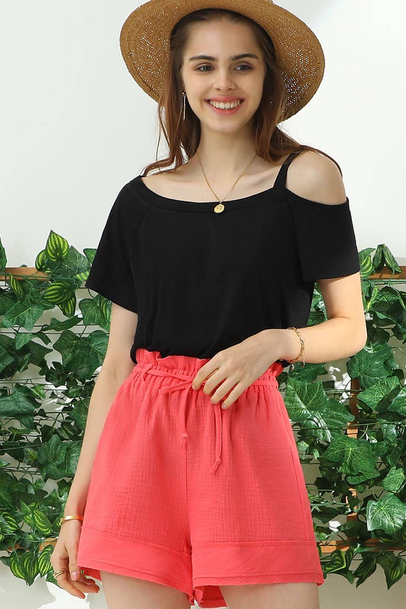 CWBSP153_HIGH WAIST VINTAGE COTTON PANTS WITH RAW CUT