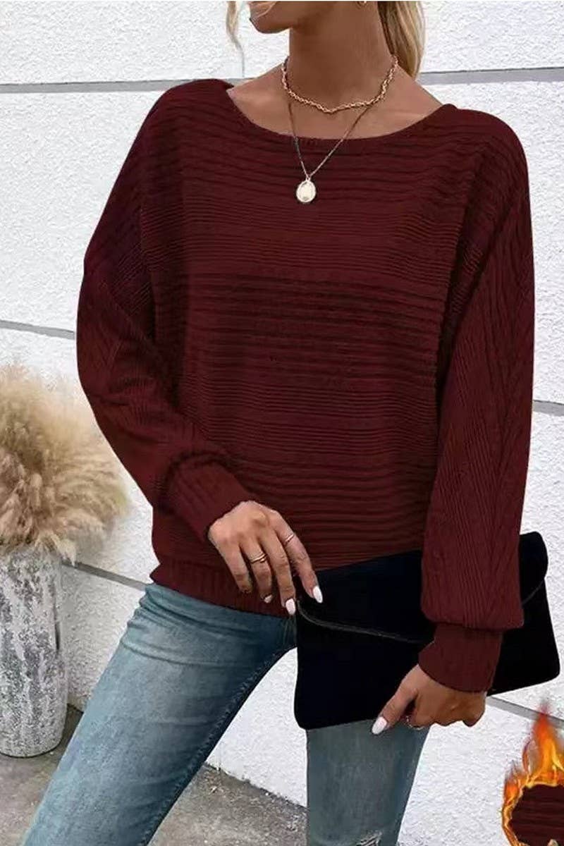 CWTBLL00721_SOLID COLOR LONG-SLEEVED PATCHWORK TOP