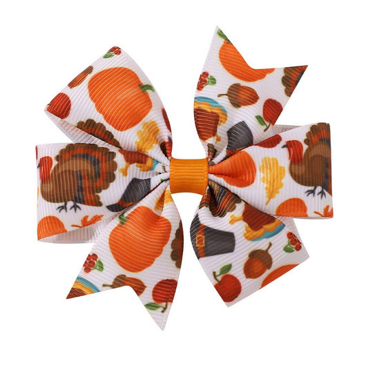 Thanksgiving Turkey Pumpkin Tail Hair Clip