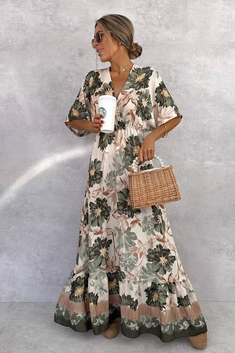 CWDMD6494_VINTAGE FLORAL V-NECK BELTED MAXI DRESS