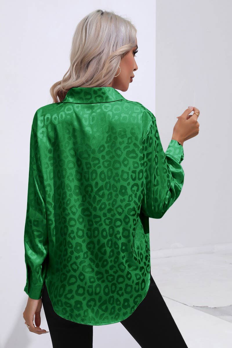 CWTBLL0694_Button Down Silky Satin Long Sleeve Top