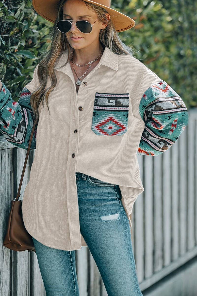 CWOCO0416_ETHNIC STYLE PATCHWORK SHIRT THIN JACKET