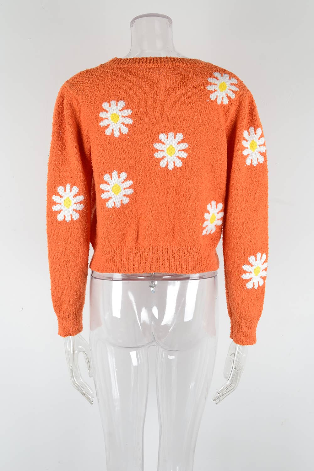 DAISIES ROUND NECK FLOWER KNIT FASHION SWEATER