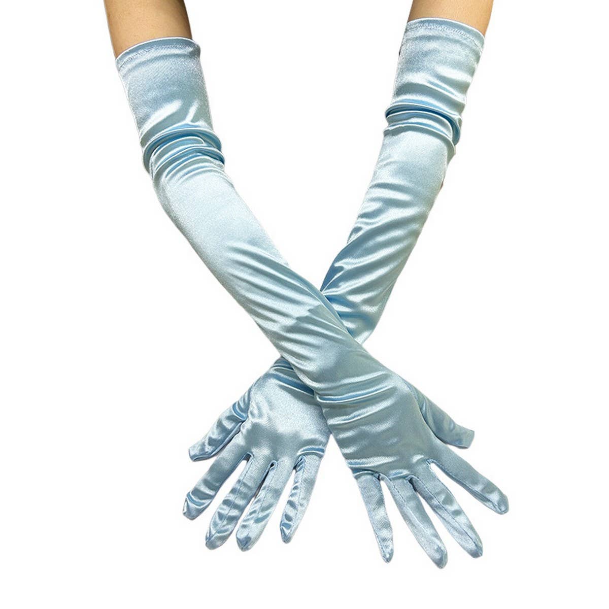 CWAG0289_1 PAIR LONG GLOVES WOMEN SATIN GLOVES