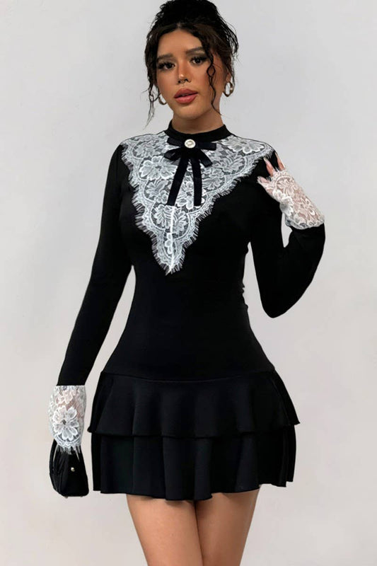 CWDSD8739_LACE PATCHWORK VINTAGE ELEGANT PARTY DRESS