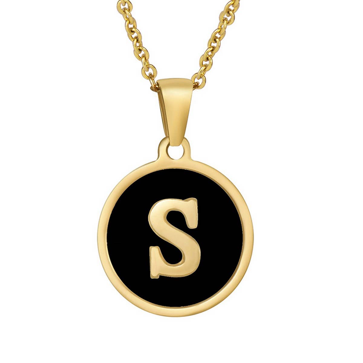 CIRCULAR SHELL ENGLISH LETTER PENDANT NECKLACE