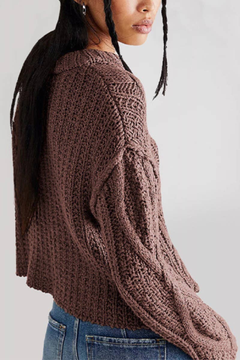 CWOSWL5883_CREW-NECK CROP LONG SLEEVED SWEATER SHORT