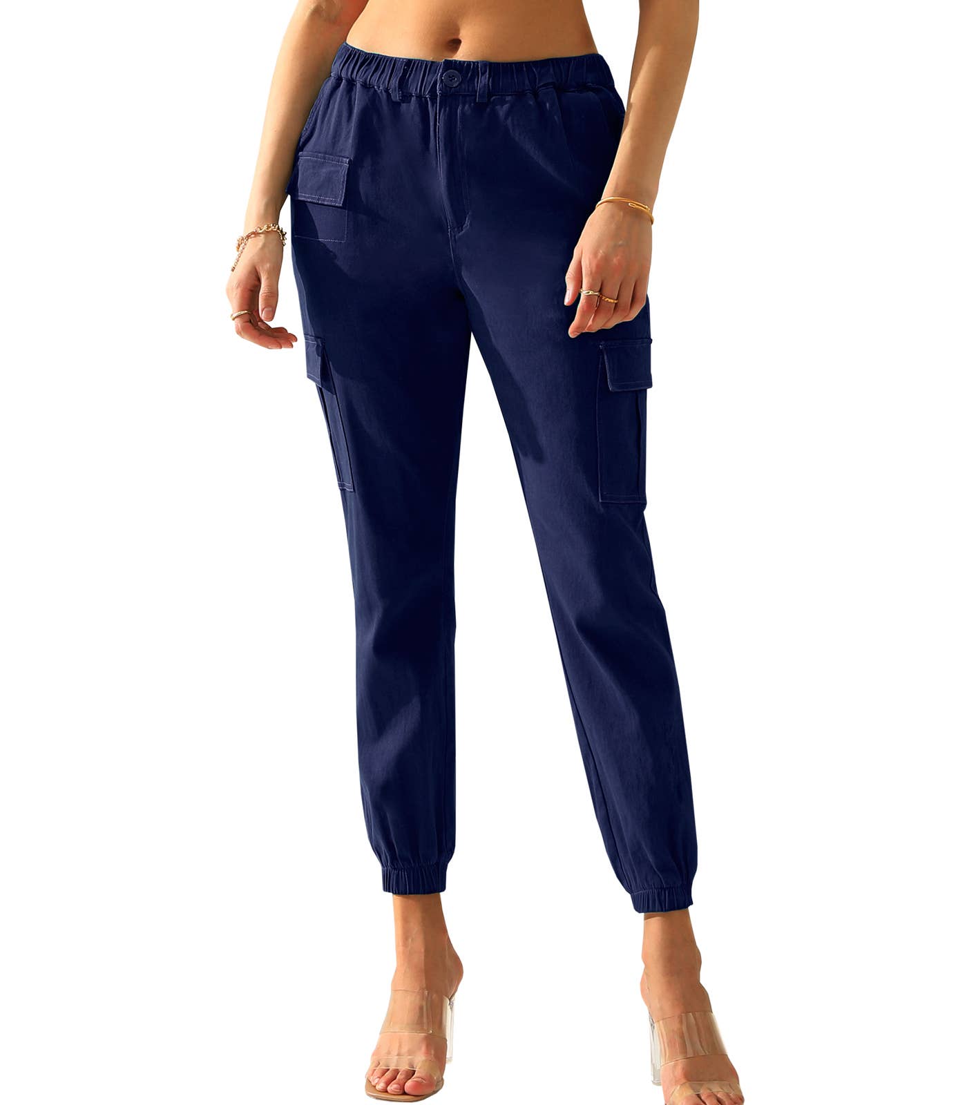 CWBLP400_Elastic Waist Cargo Pants Cotton Cargo Work Pants