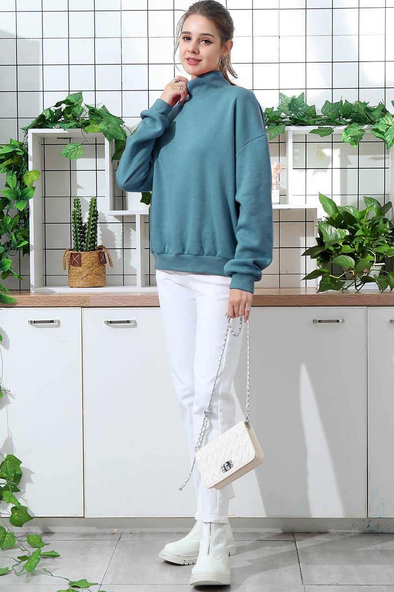 CWTTL1002_HIGH TURTLE NECK LONG SLEEVE SWEATERSHIRT