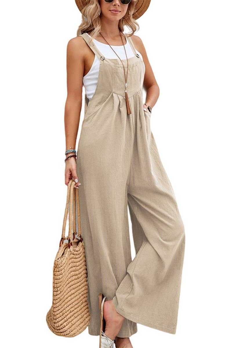 CWSJS00259_SOLID COLOR CASUAL LOOSE JUMPSUIT