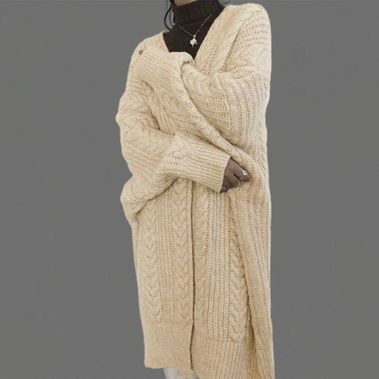 Fashionable thick and loose twisted sweater coat