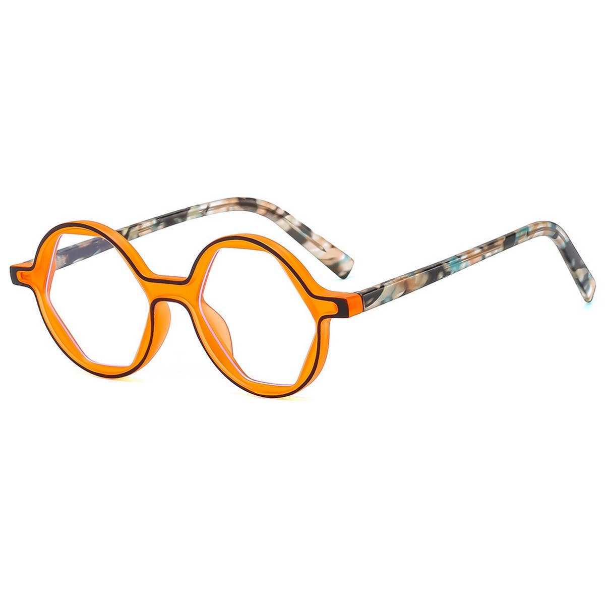 Floral Arm Hexagon Round Sunglasses Cute Look