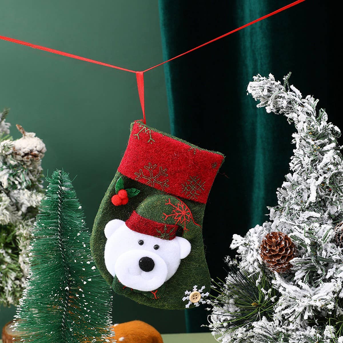 SEQUINED 3D SANTA CLAUS CHRISTMAS STOCKINGS
