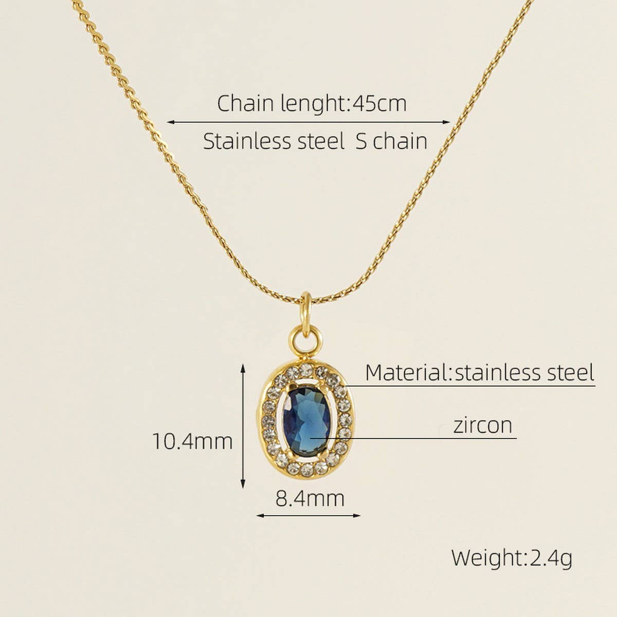 STAINLESS STEEL ZIRCON HEART PENDANT NECKLACE_CWAJE0682