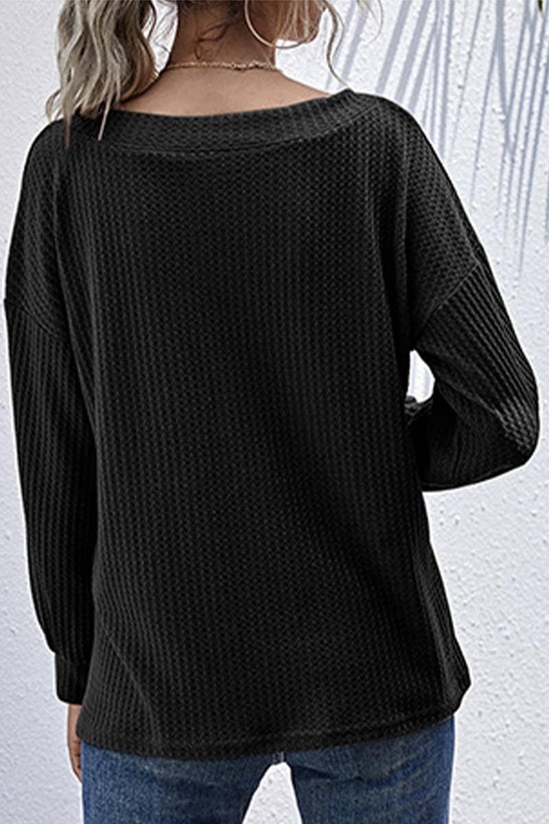CWTTL1949_SOLID COLOR V-NECK LONG-SLEEVED BASE SWEATER