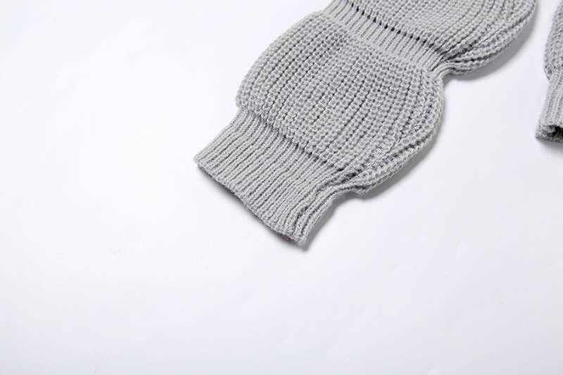 DESIGN SENSE LANTERN SLEEVE SHORT CROP SWEATER