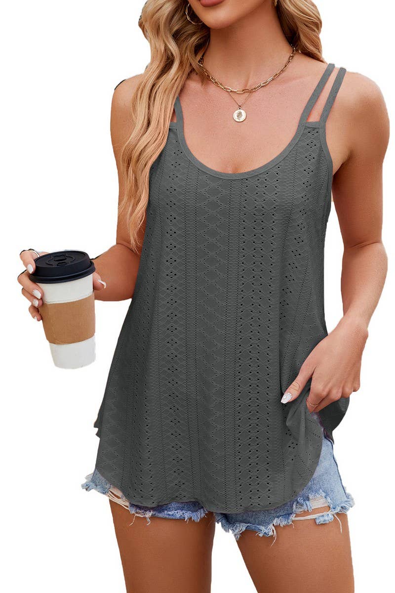 CWTTSL0323_SOLID COLOR ROUND NECK WOMEN'S BOTTOMING VEST TOP