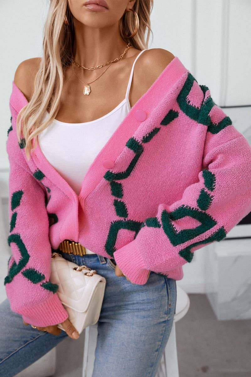 CWOCAL0860_TERRY EMBROIDERED LETTER BUTTON KNIT TOP