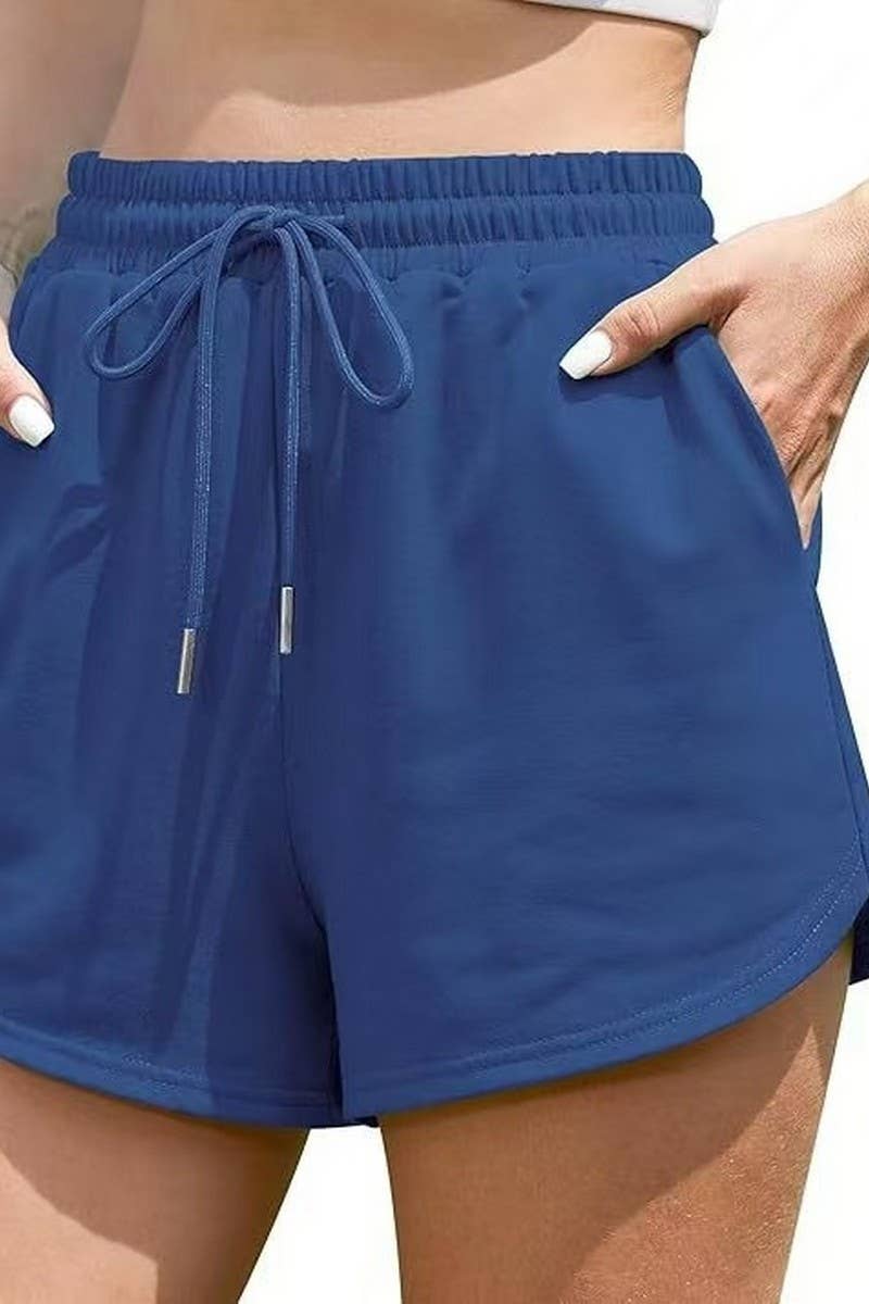 CWBSP0567_SOLID COLOR DRAWSTRING POCKET ATHLETIC SHORTS