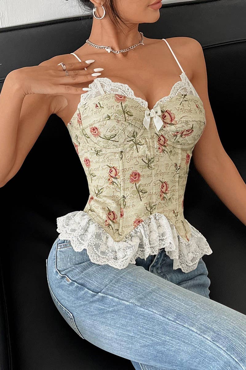 CWTTK0751_LOW-CUT JACQUARD LACE PANELED CAMISOLE