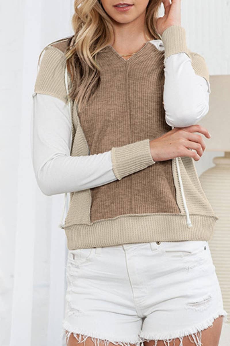 CWTBLL3031_KNIT CASUAL HOODED LONG-SLEEVED HOODIE