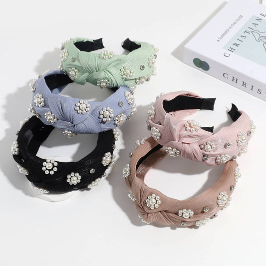 WOMEN IMITATION PEARL KNOTTED HEADBAND