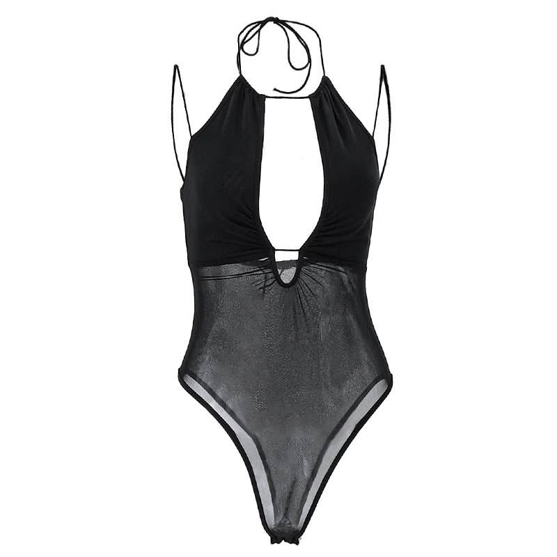 Backless, off-the-neck, hollowed-out jumpsuit