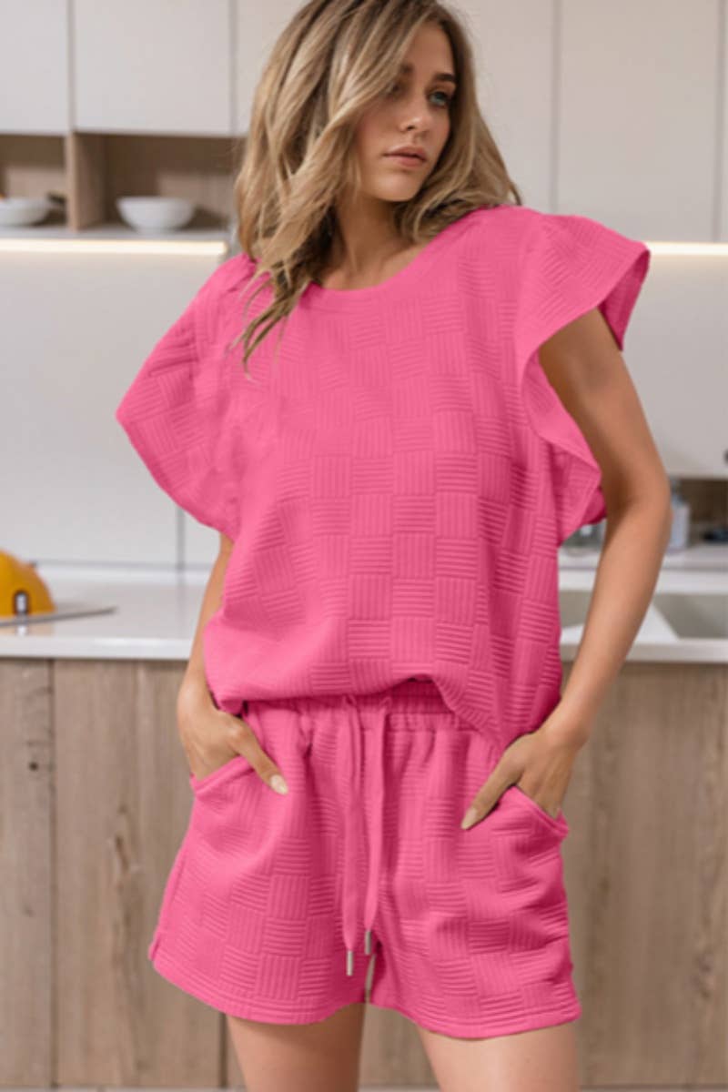 CWSS0723_SLEEVELESS RUFFLED TOP AND SHORTS TWO-PIECE SET