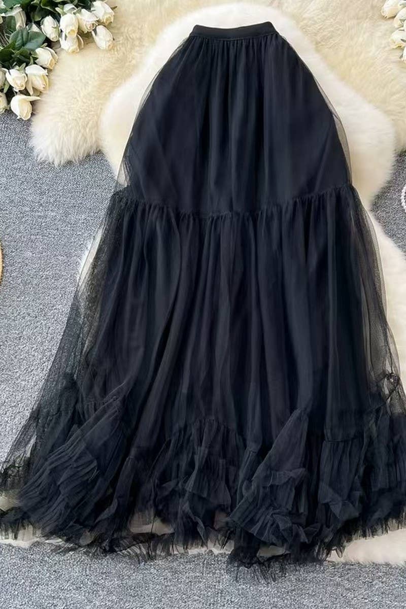 CWBLS0521_HIGH WAIST RUFFLE TULLE A-LINE SKIRT