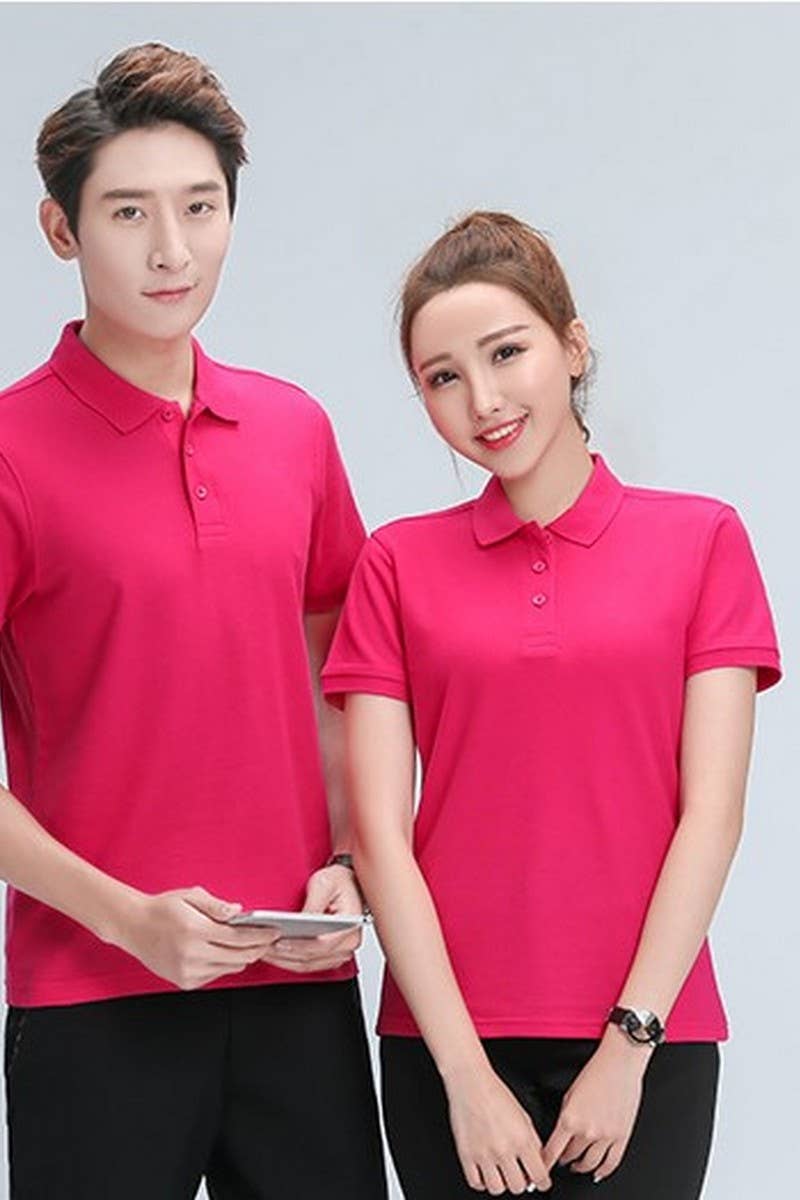 CWTBLS02444_SOLID COLOR CASUAL SHORT-SLEEVED POLO SHIRT