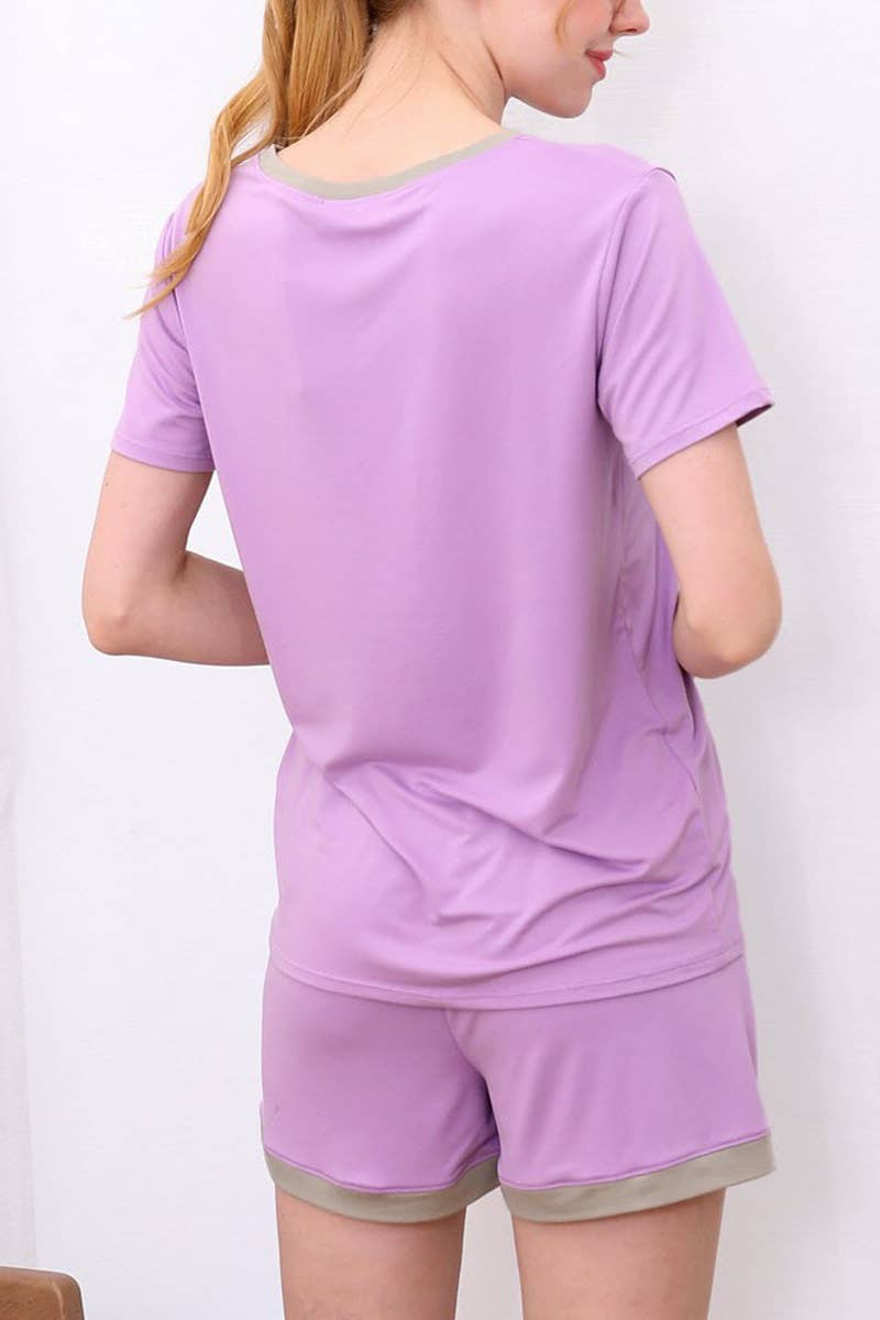 CWSPJ031-P_SHORT SLEEVE TOP WITH SHORTS PAJAMA SET