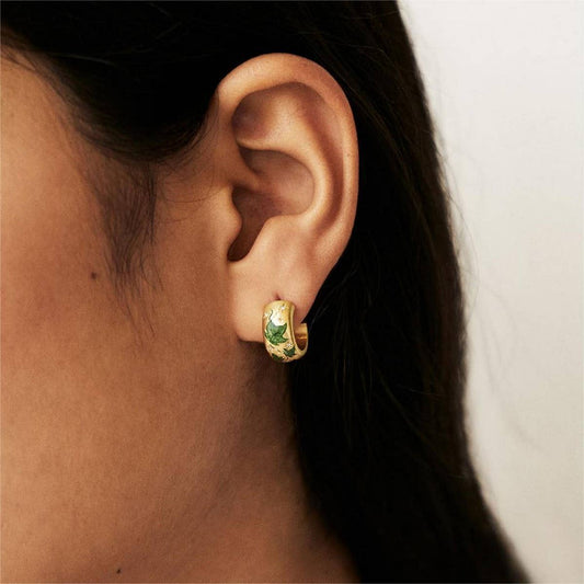 Stainless Steel Painted Flower Earrings_CWMM5726