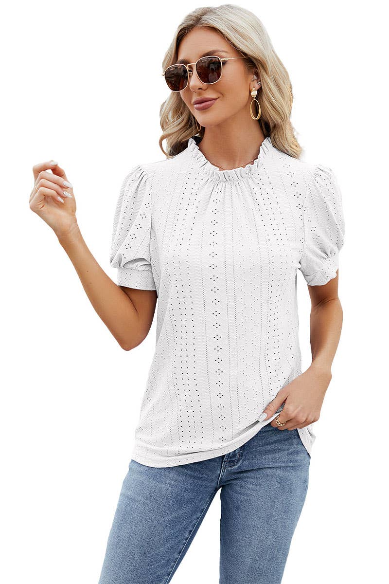 CWTBLS0298_Round Neck Short Sleeved Top